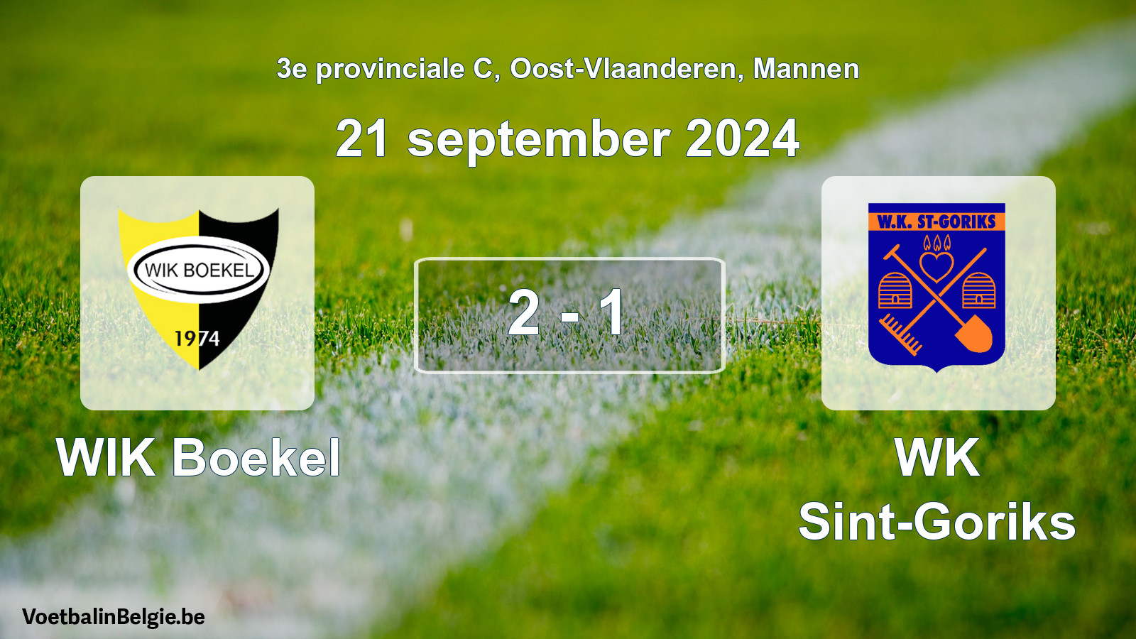 Gespeelde wedstrijd mannenvoetbal: WIK Boekel - WK Sint-Goriks 2 - 1 (21 september 2024)