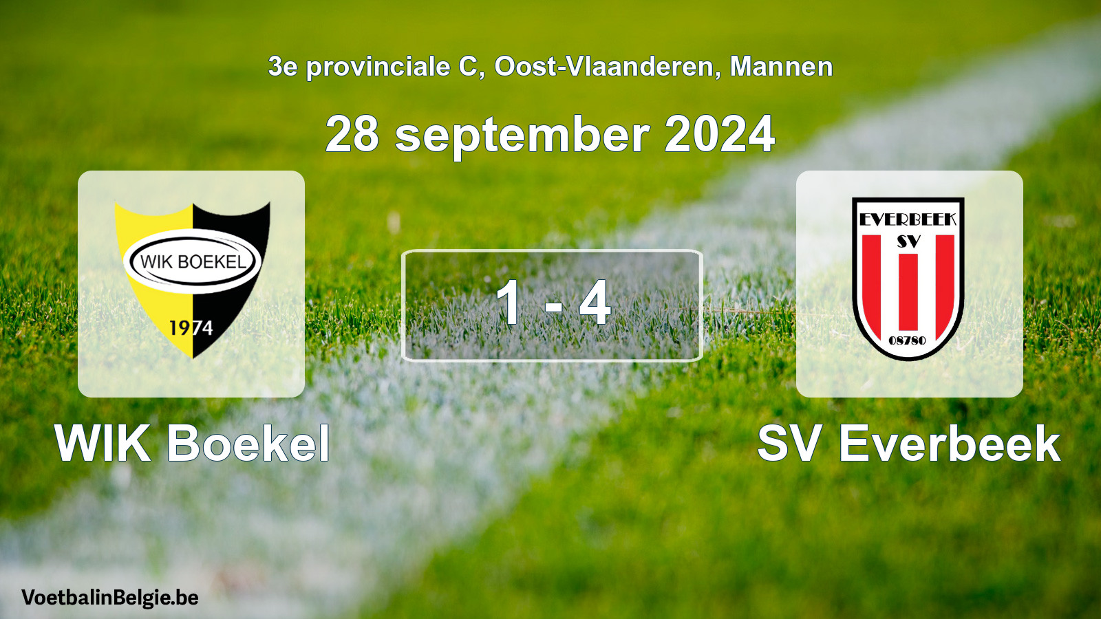 Gespeelde wedstrijd mannenvoetbal: WIK Boekel - SV Everbeek 1 - 4 (28 september 2024)