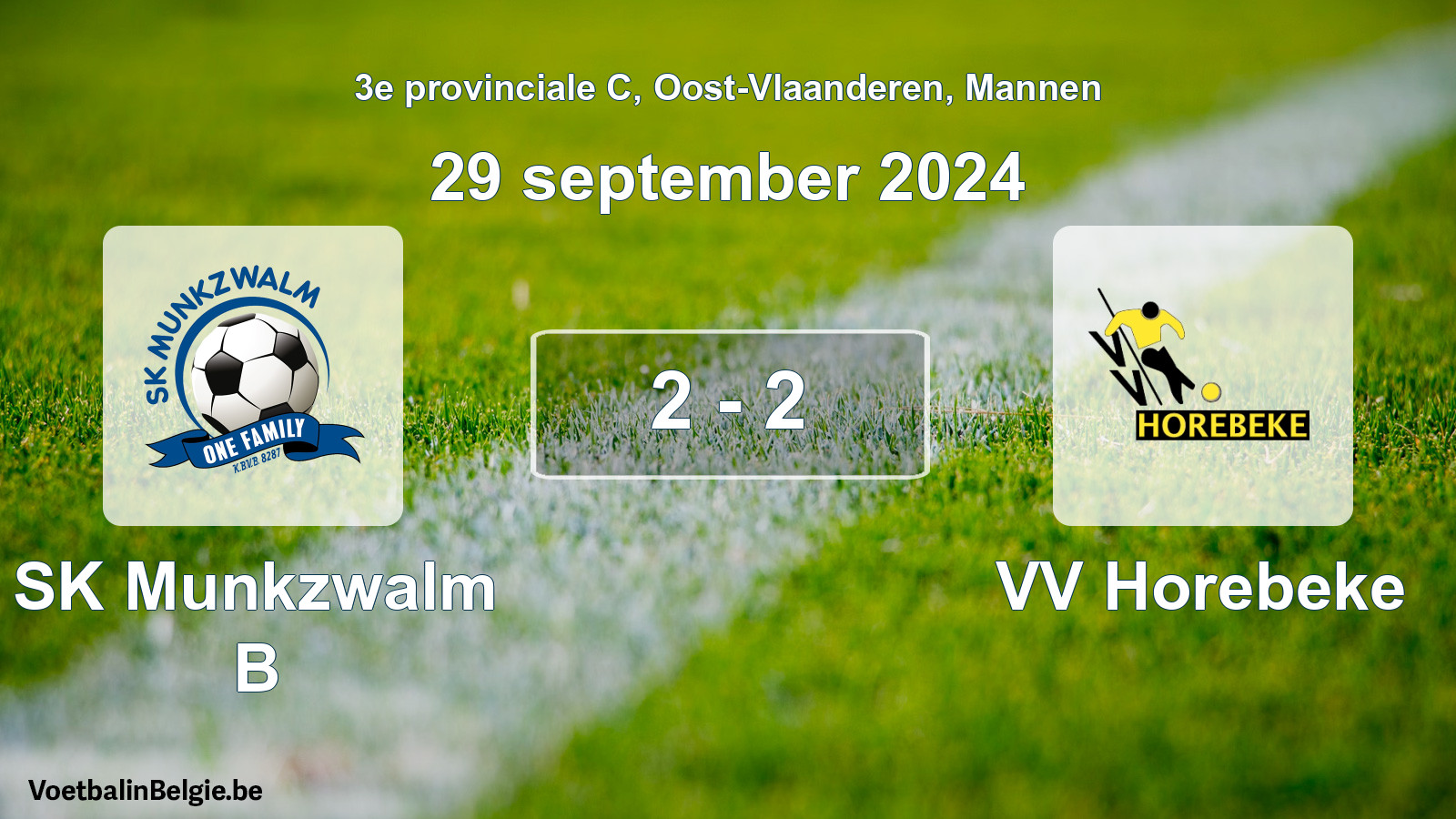 Gespeelde wedstrijd mannenvoetbal: SK Munkzwalm B - VV Horebeke 2 - 2 (29 september 2024)
