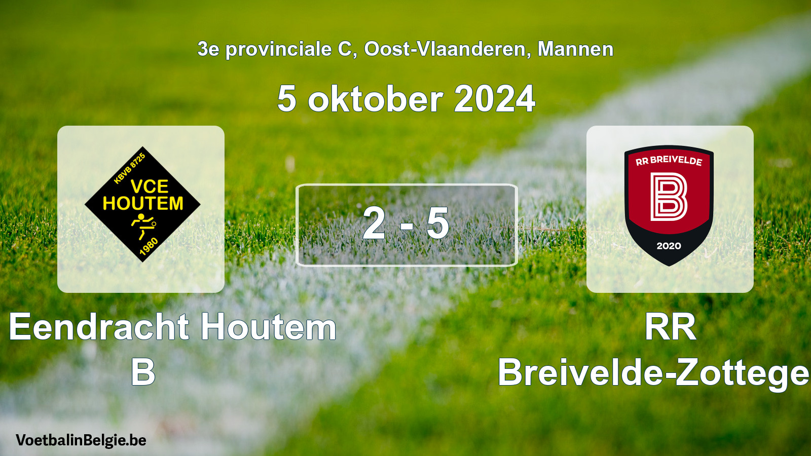 Gespeelde wedstrijd mannenvoetbal: VC Eendracht Houtem B - RR Breivelde-Zottegem 2 - 5 (5 oktober 2024)