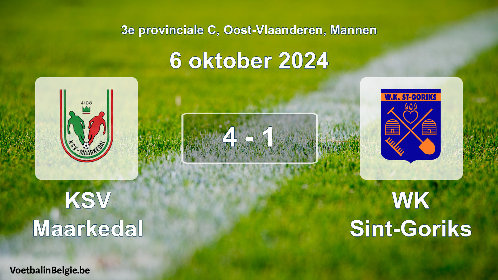 Played match men football: KSV Maarkedal - WK Sint-Goriks 4 - 1 (6 October 2024)