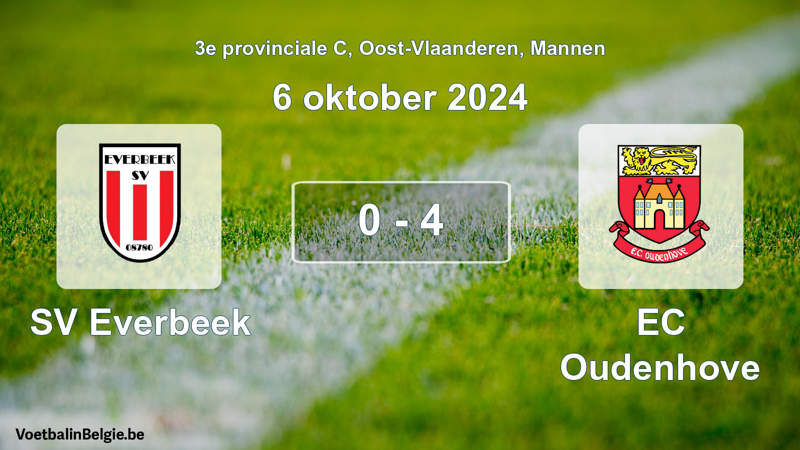 Gespeelde wedstrijd mannenvoetbal: SV Everbeek - EC Oudenhove 0 - 4 (6 oktober 2024)
