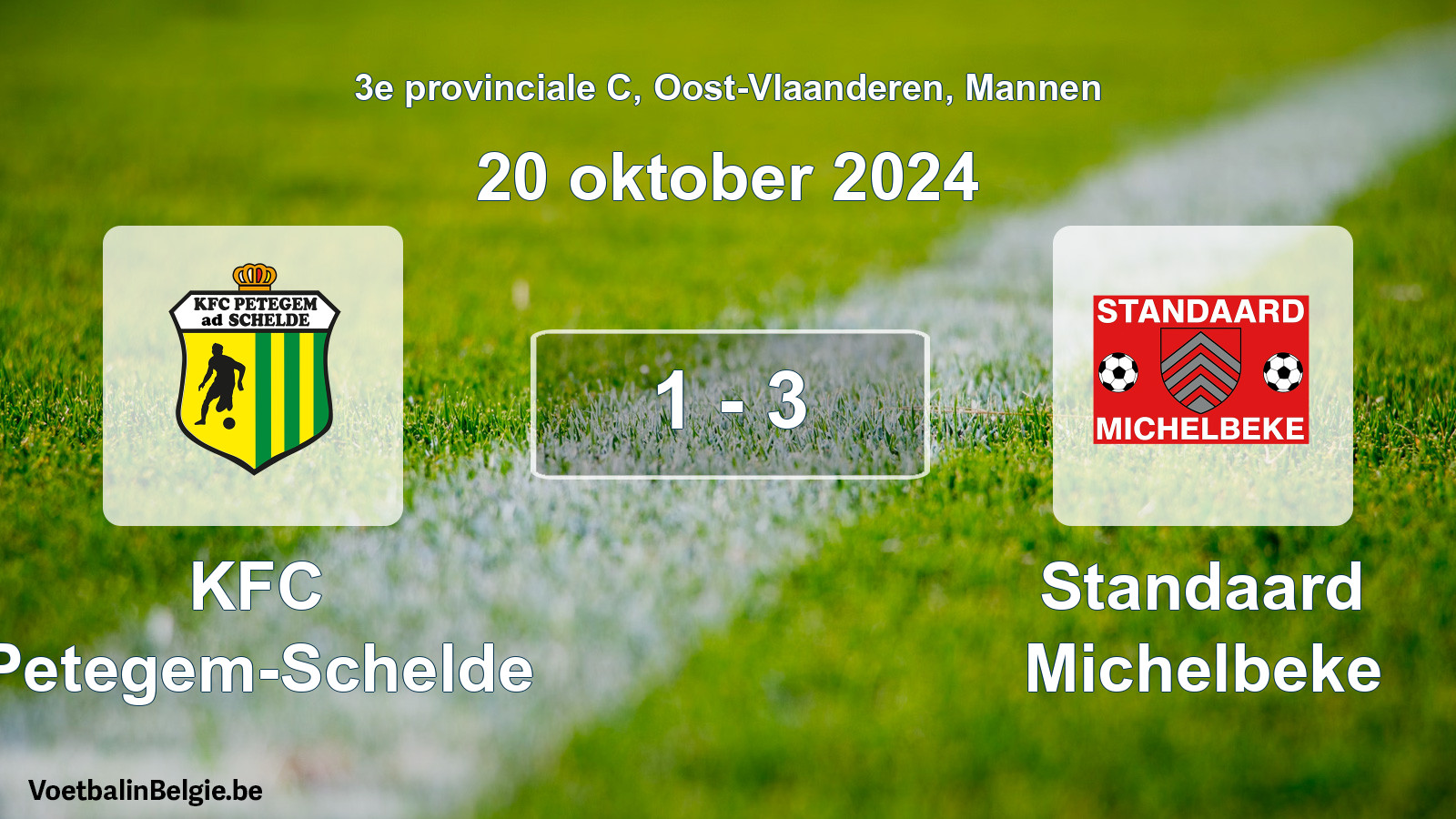 Gespeelde wedstrijd mannenvoetbal: KFC Petegem-Schelde - Standaard Michelbeke 1 - 3 (20 oktober 2024)