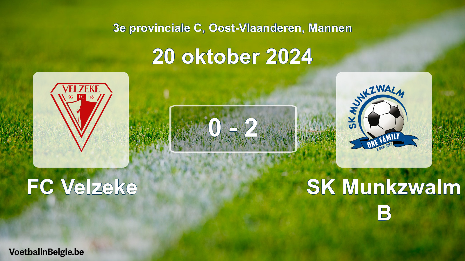 Gespeelde wedstrijd mannenvoetbal: FC Velzeke - SK Munkzwalm B 0 - 2 (20 oktober 2024)