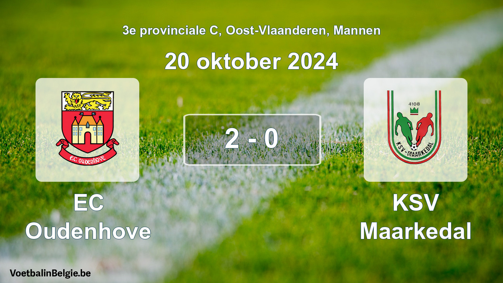 Gespeelde wedstrijd mannenvoetbal: EC Oudenhove - KSV Maarkedal 2 - 0 (20 oktober 2024)