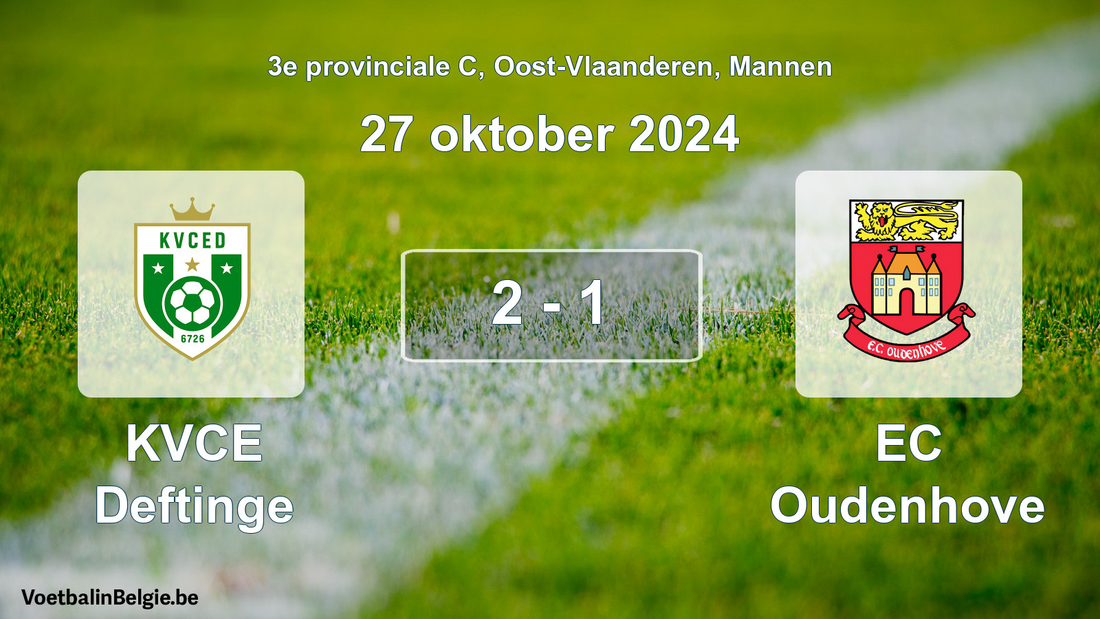 Played match men football: KVCE Deftinge - EC Oudenhove 2 - 1 (27 October 2024)