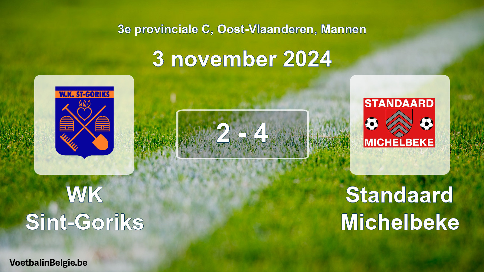 Gespeelde wedstrijd mannenvoetbal: WK Sint-Goriks - Standaard Michelbeke 2 - 4 (3 november 2024)