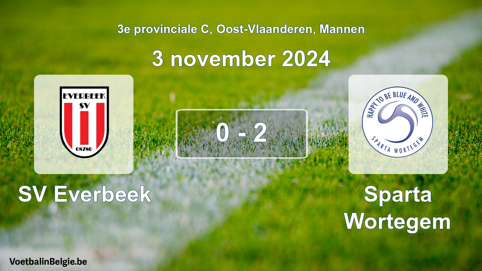 Gespeelde wedstrijd mannenvoetbal: SV Everbeek - Sparta Wortegem 0 - 2 (3 november 2024)