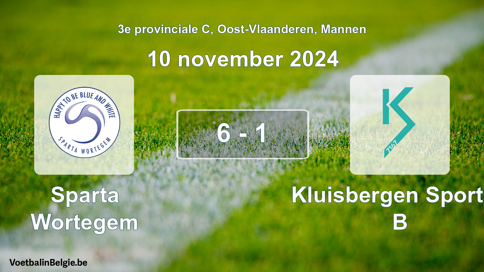 Gespeelde wedstrijd mannenvoetbal: Sparta Wortegem - Kluisbergen Sportief B 6 - 1 (10 november 2024)