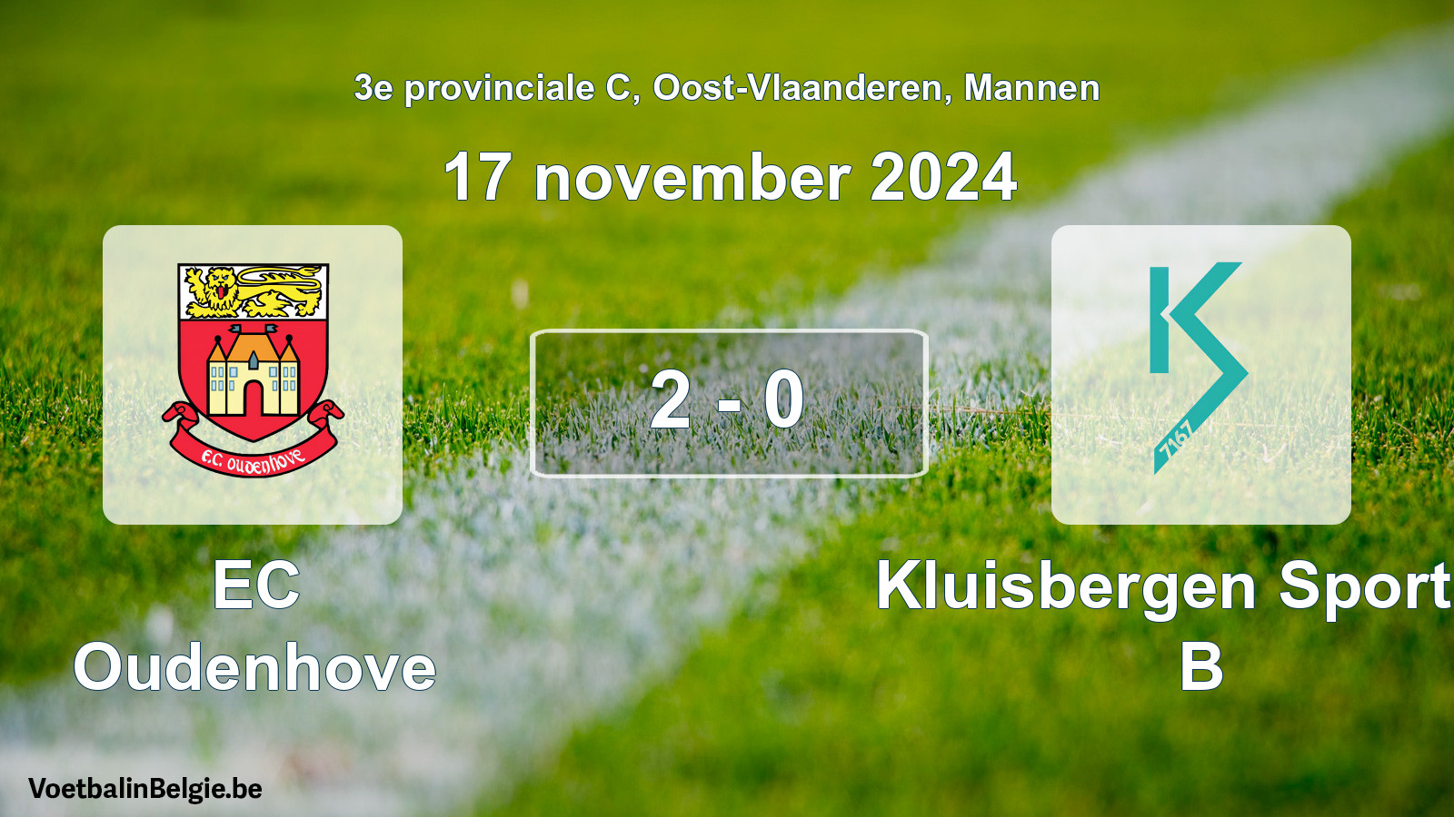 Gespieltes Spiel männer-Fußball: EC Oudenhove - Kluisbergen Sportief B 2 - 0 (17 November 2024)