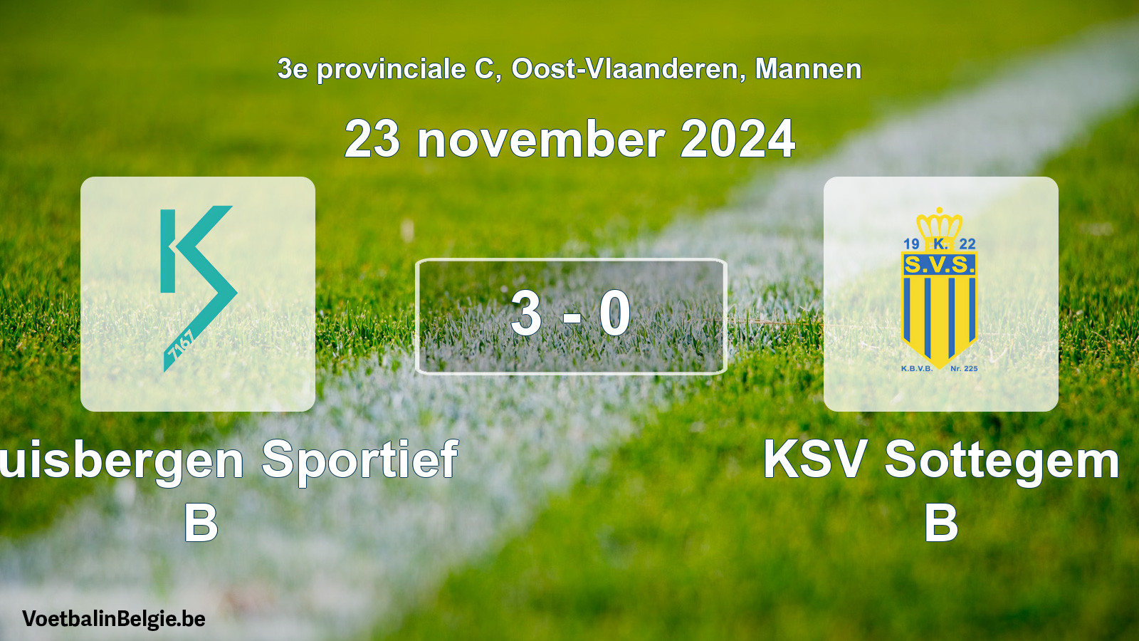 Gespeelde wedstrijd mannenvoetbal: Kluisbergen Sportief B - KSV Sottegem B 3 - 0 (23 november 2024)