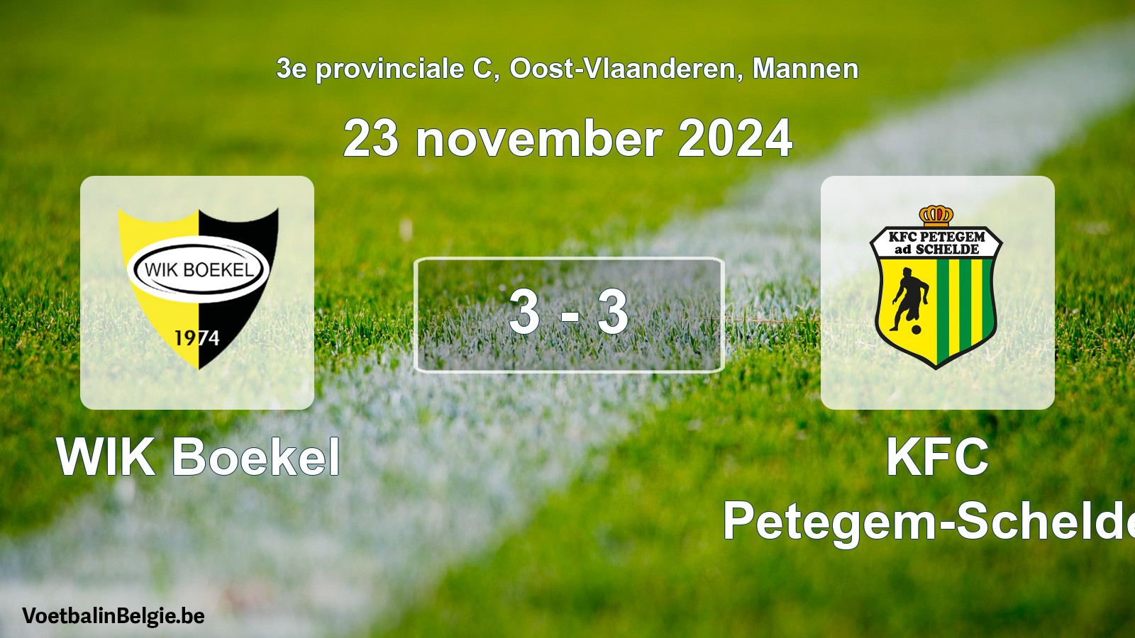 Gespeelde wedstrijd mannenvoetbal: WIK Boekel - KFC Petegem-Schelde 3 - 3 (23 november 2024)