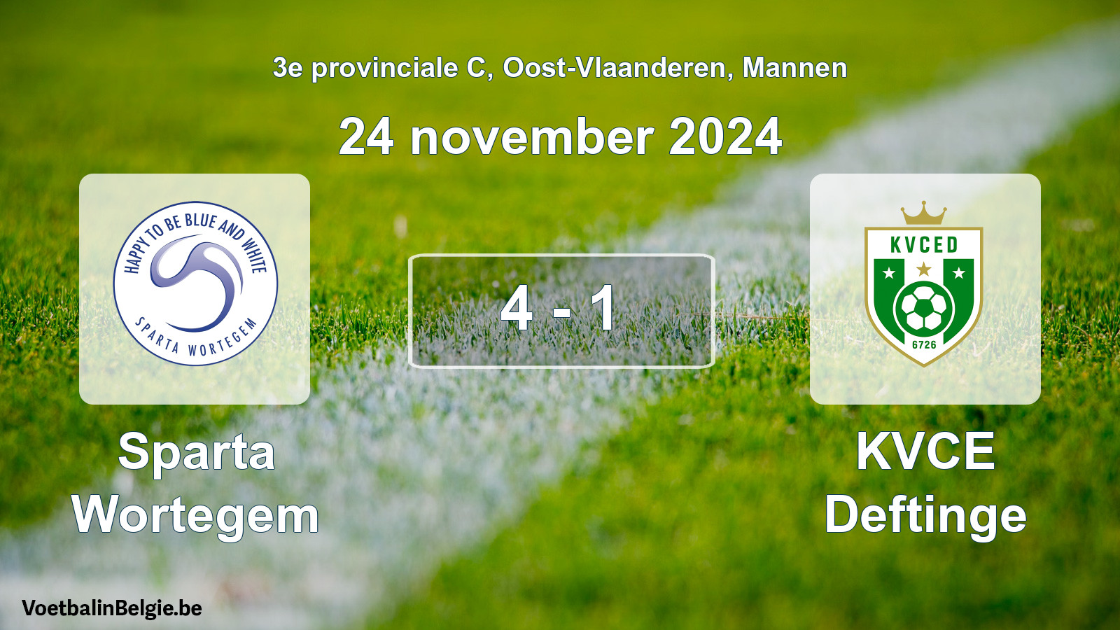 Gespeelde wedstrijd mannenvoetbal: Sparta Wortegem - KVCE Deftinge 4 - 1 (24 november 2024)