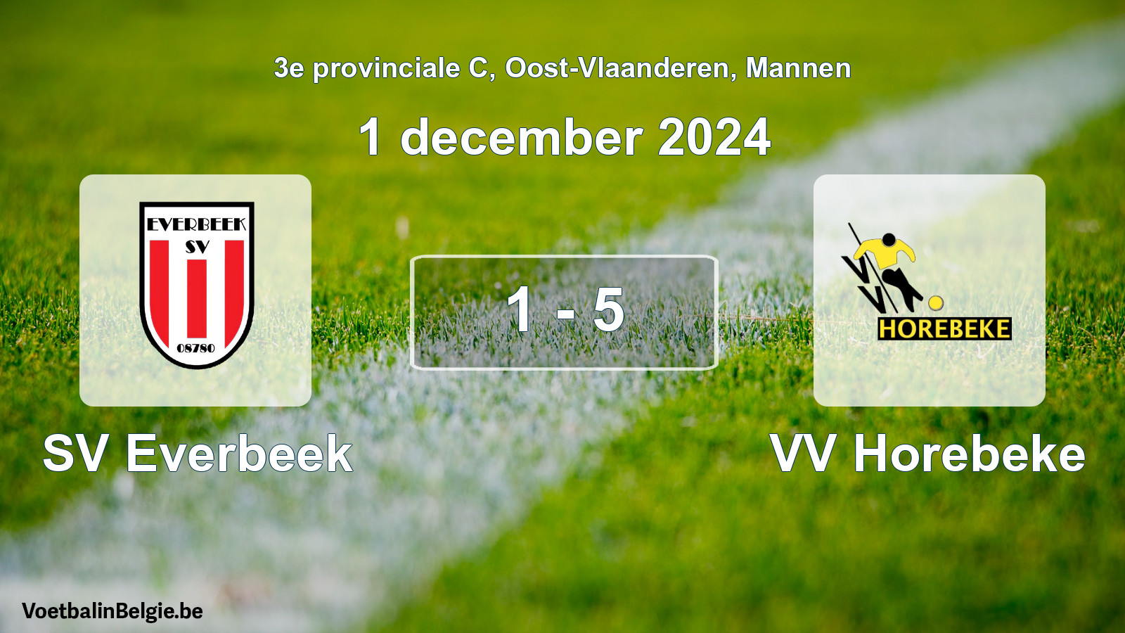 Gespeelde wedstrijd mannenvoetbal: SV Everbeek - VV Horebeke 1 - 5 (1 december 2024)