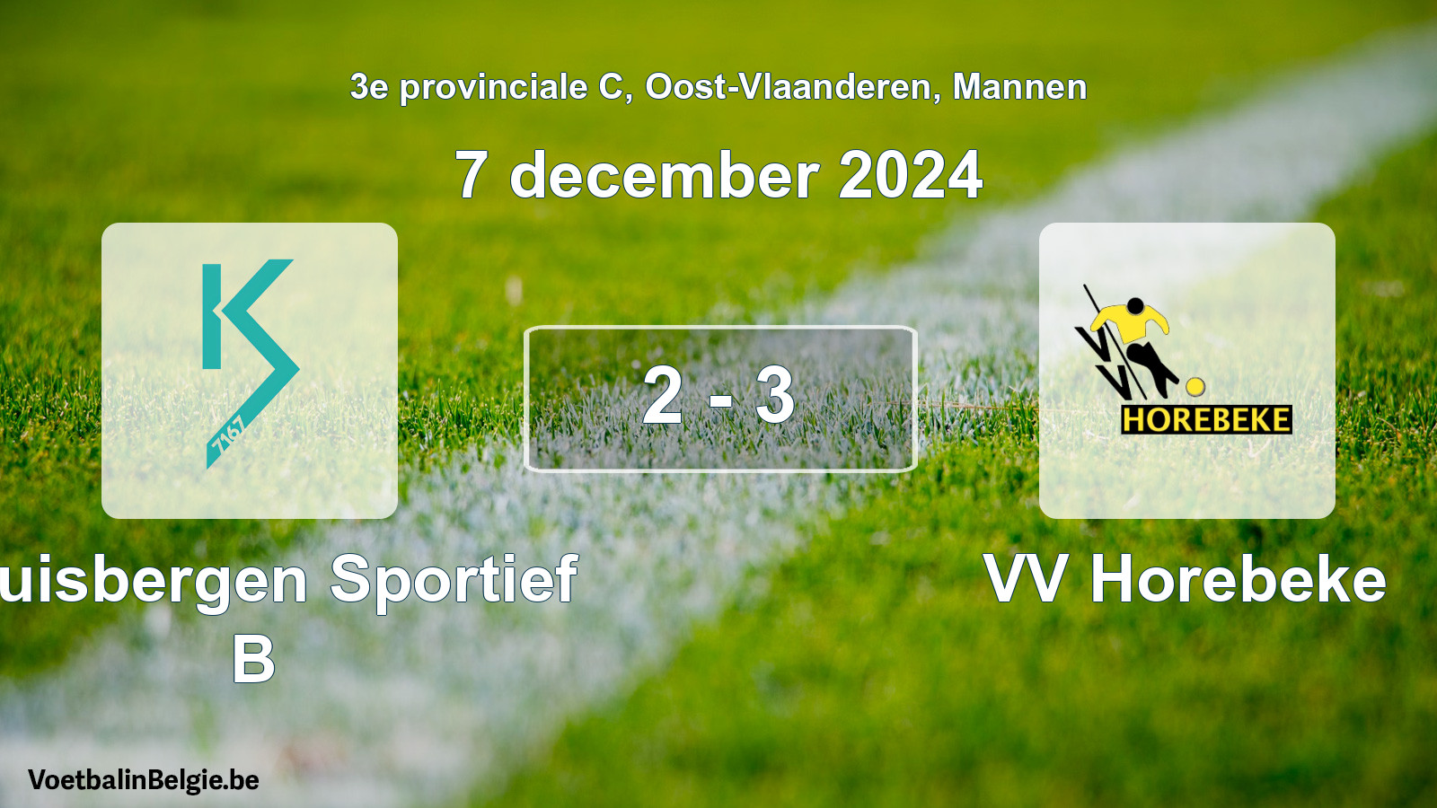 Gespeelde wedstrijd mannenvoetbal: Kluisbergen Sportief B - VV Horebeke 2 - 3 (7 december 2024)
