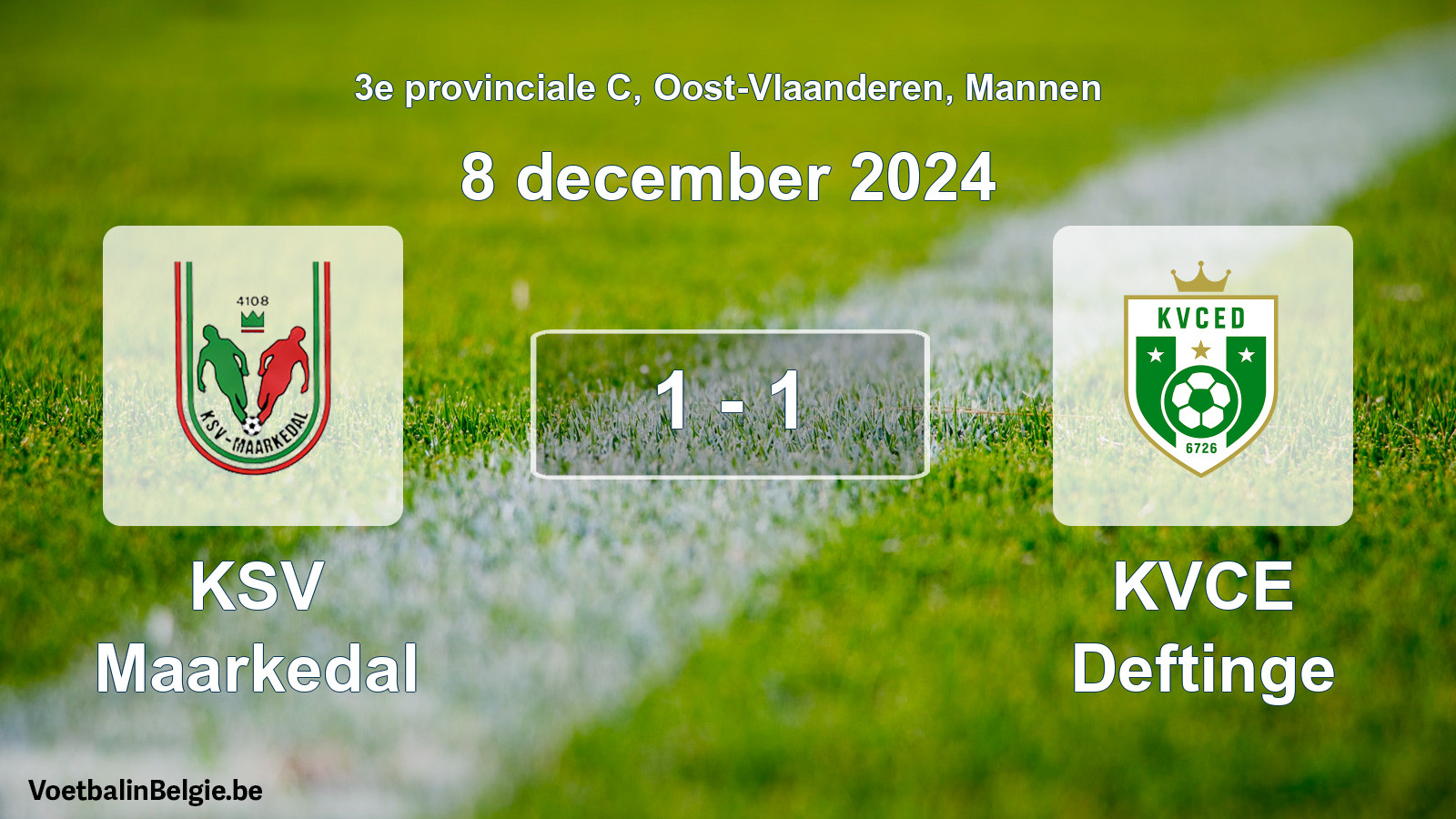 Gespeelde wedstrijd mannenvoetbal: KSV Maarkedal - KVCE Deftinge 1 - 1 (8 december 2024)