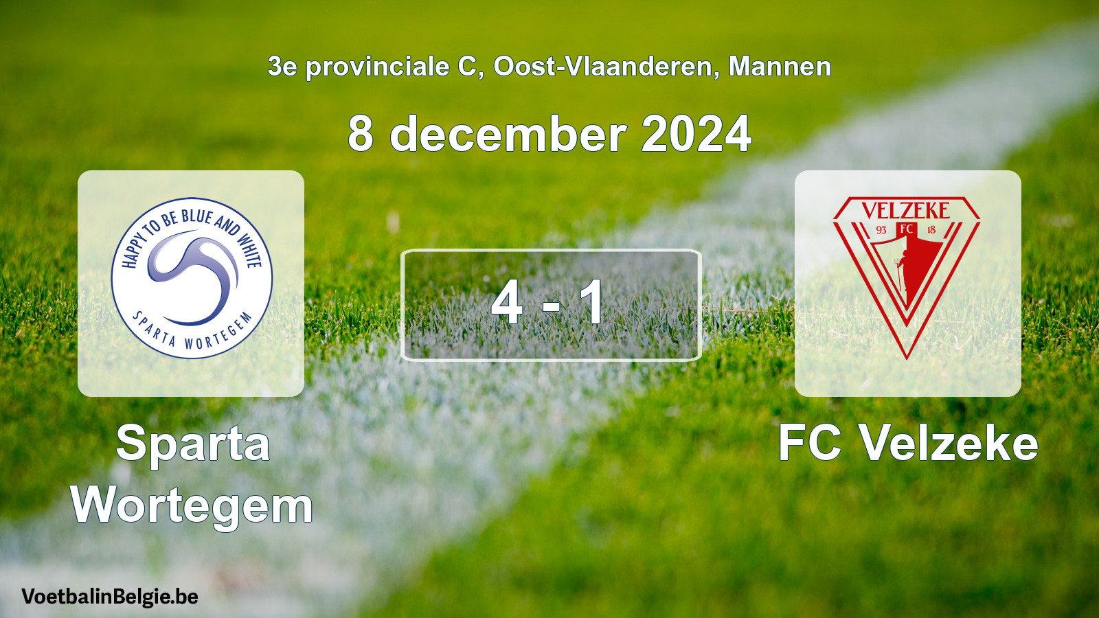 Gespeelde wedstrijd mannenvoetbal: Sparta Wortegem - FC Velzeke 4 - 1 (8 december 2024)