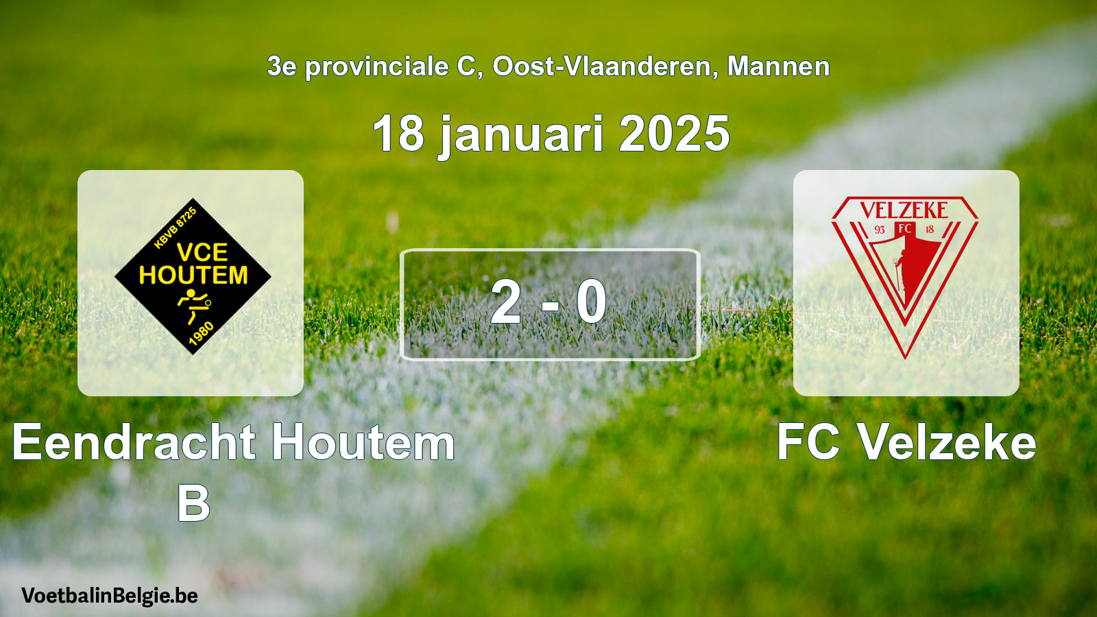 Gespeelde wedstrijd mannenvoetbal: VC Eendracht Houtem B - FC Velzeke 2 - 0 (18 januari 2025)