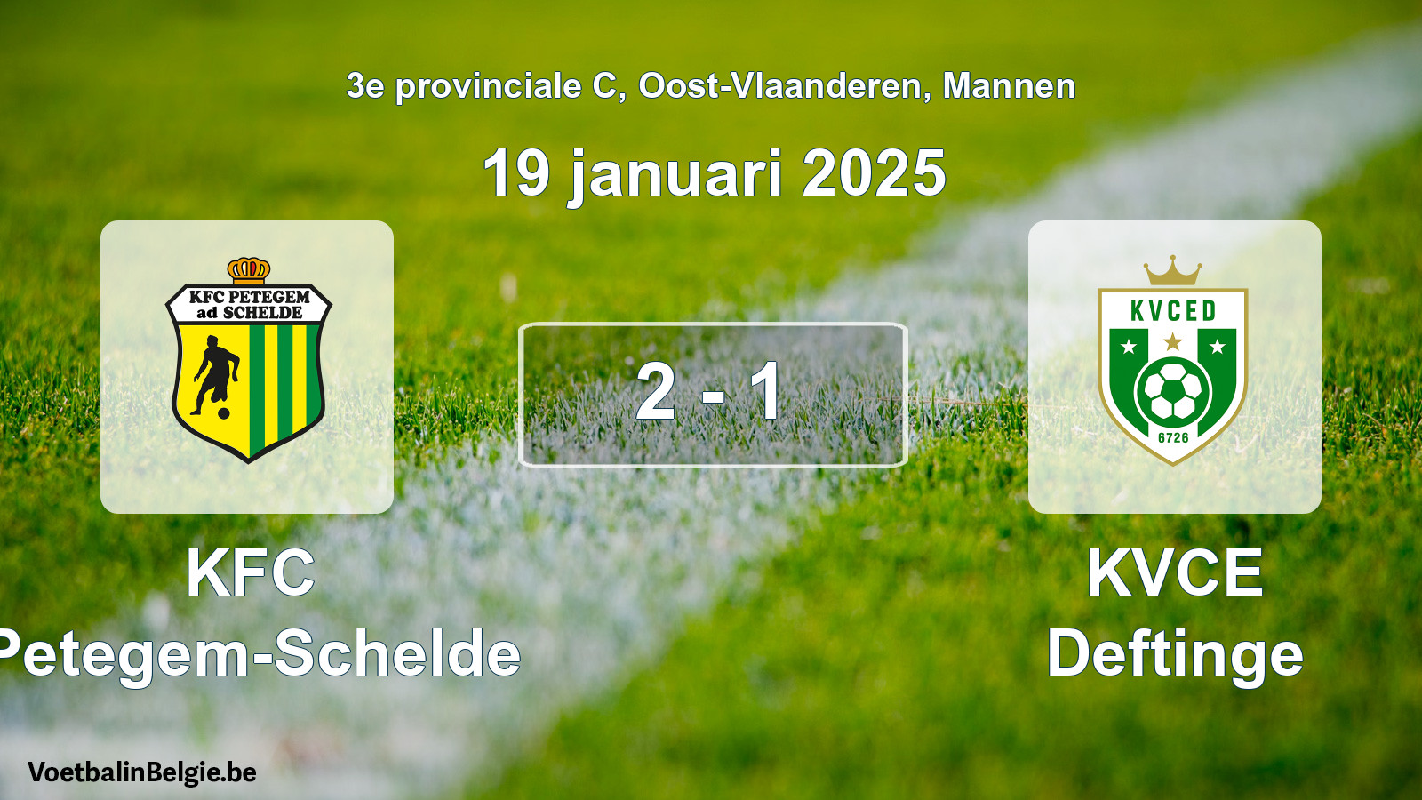 Gespeelde wedstrijd mannenvoetbal: KFC Petegem-Schelde - KVCE Deftinge 2 - 1 (19 januari 2025)