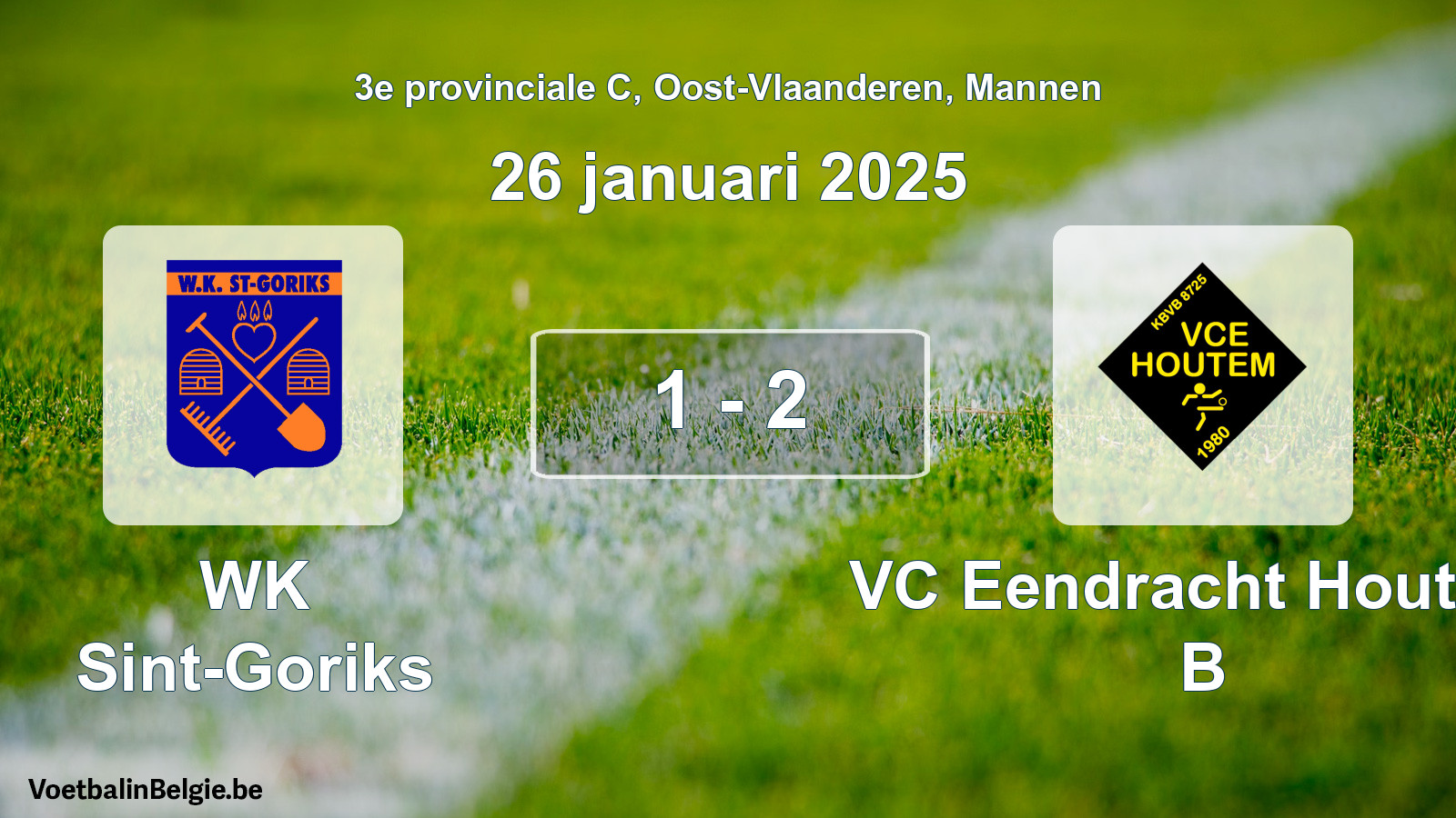 Gespeelde wedstrijd mannenvoetbal: WK Sint-Goriks - VC Eendracht Houtem B 1 - 2 (26 januari 2025)