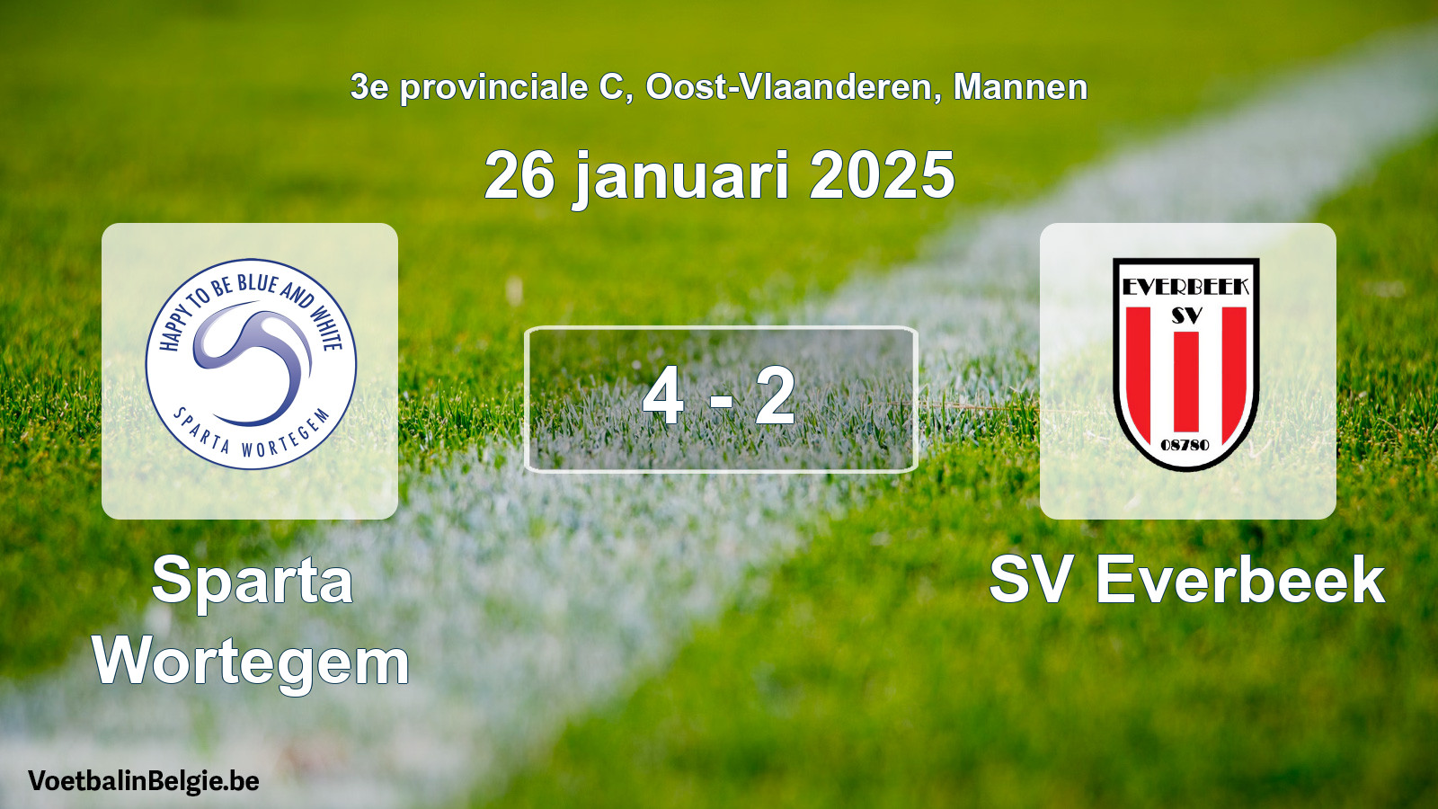 Gespeelde wedstrijd mannenvoetbal: Sparta Wortegem - SV Everbeek 4 - 2 (26 januari 2025)