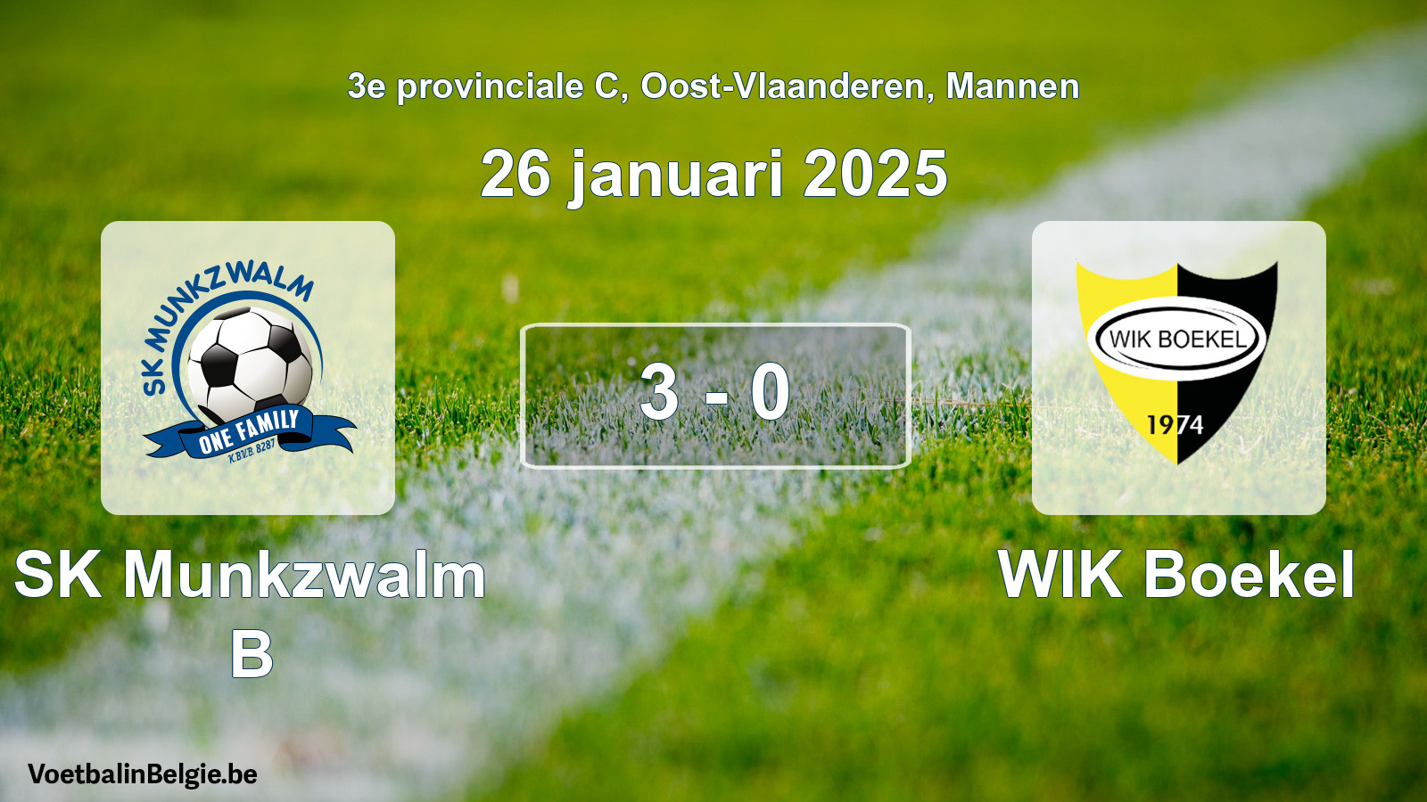 Gespeelde wedstrijd mannenvoetbal: SK Munkzwalm B - WIK Boekel 3 - 0 (26 januari 2025)
