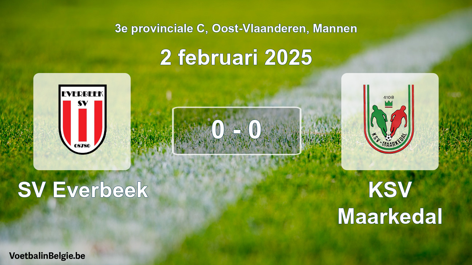 Gespeelde wedstrijd mannenvoetbal: SV Everbeek - KSV Maarkedal 0 - 0 (2 februari 2025)