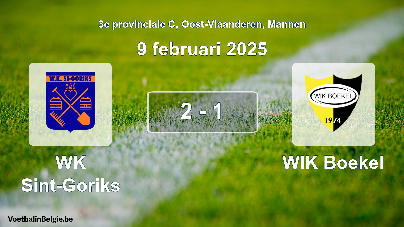 Gespeelde wedstrijd mannenvoetbal: WK Sint-Goriks - WIK Boekel 2 - 1 (9 februari 2025)