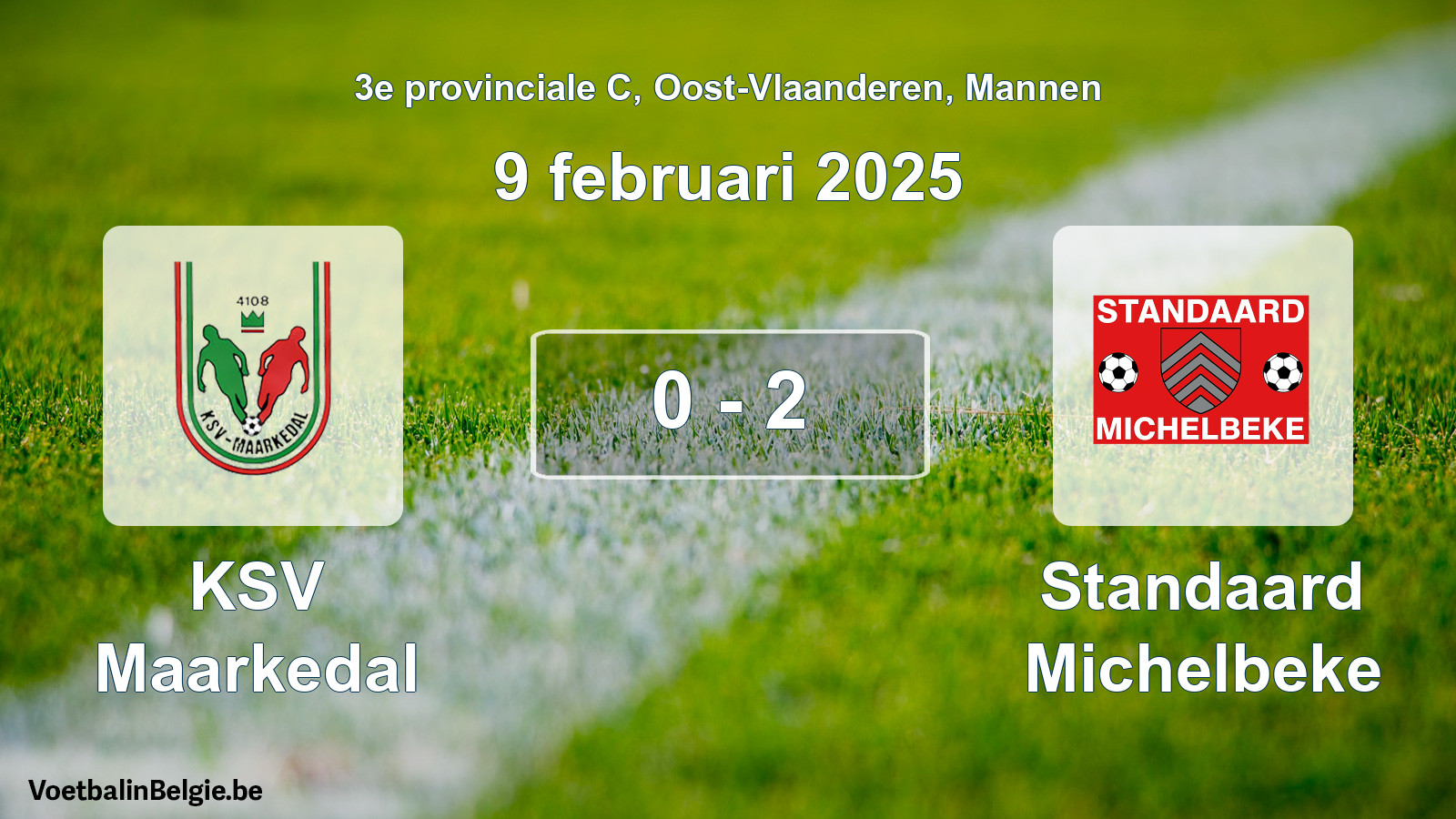 Gespeelde wedstrijd mannenvoetbal: KSV Maarkedal - Standaard Michelbeke 0 - 2 (9 februari 2025)