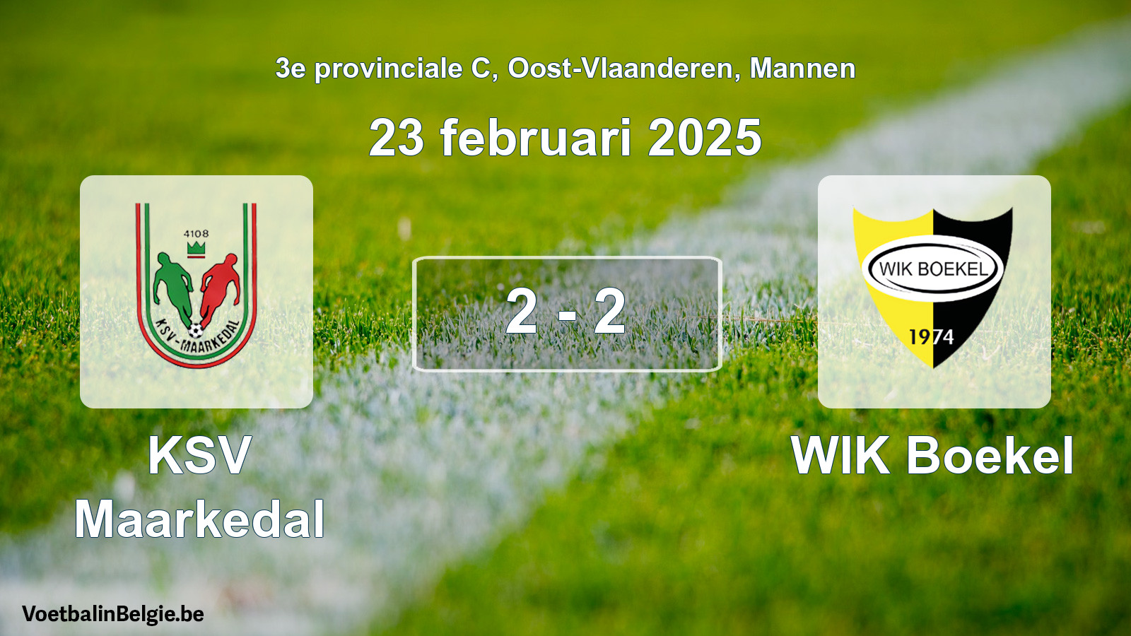 Gespeelde wedstrijd mannenvoetbal: KSV Maarkedal - WIK Boekel 2 - 2 (23 februari 2025)