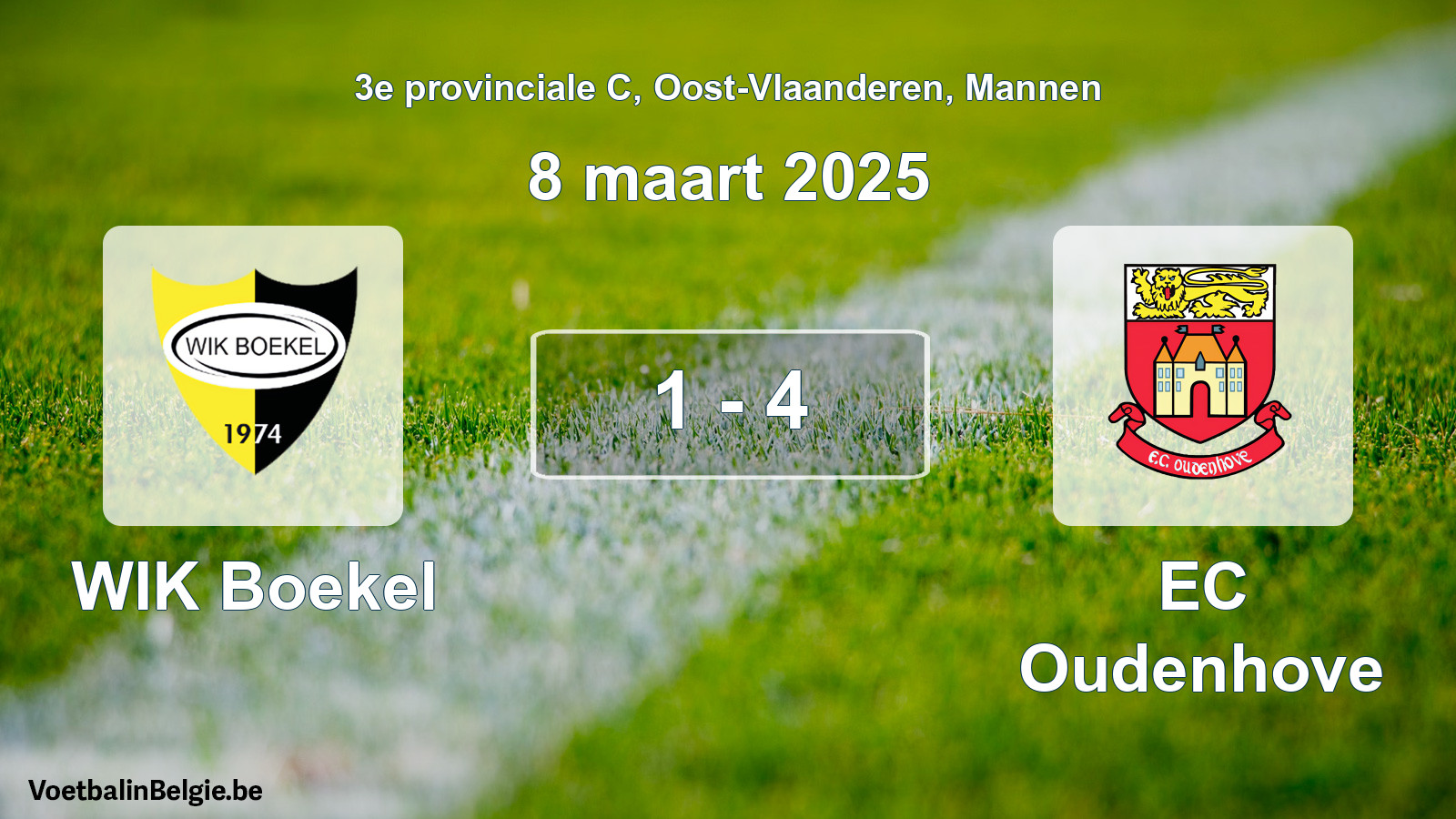 Gespeelde wedstrijd mannenvoetbal: WIK Boekel - EC Oudenhove 1 - 4 (8 maart 2025)