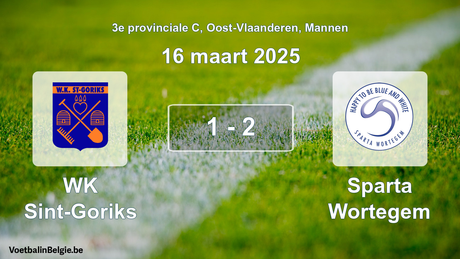 Gespeelde wedstrijd mannenvoetbal: WK Sint-Goriks - Sparta Wortegem 1 - 2 (16 maart 2025)