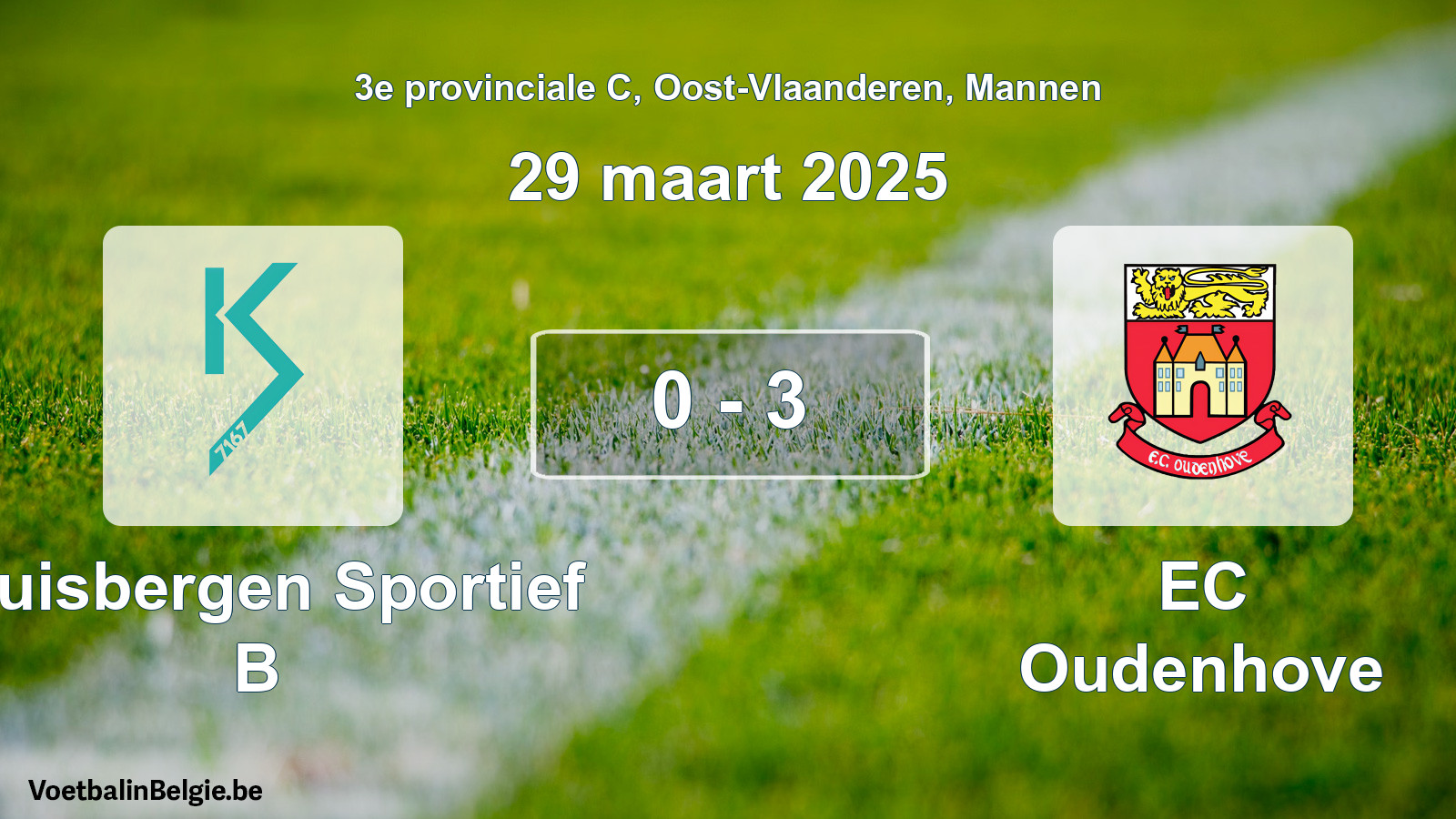 Gespeelde wedstrijd mannenvoetbal: Kluisbergen Sportief B - EC Oudenhove 0 - 3 (29 maart 2025)