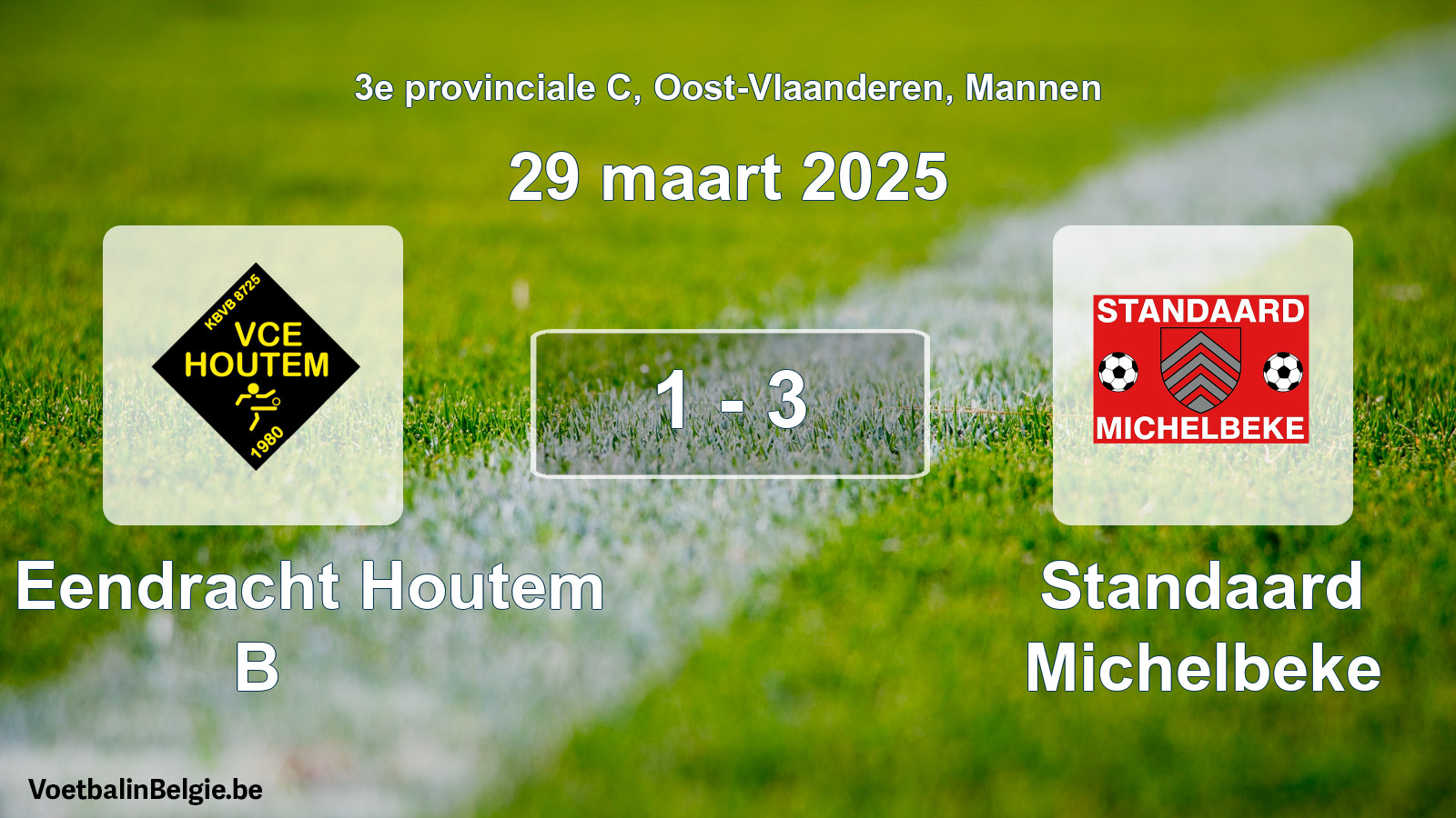 Gespeelde wedstrijd mannenvoetbal: VC Eendracht Houtem B - Standaard Michelbeke 1 - 3 (29 maart 2025)