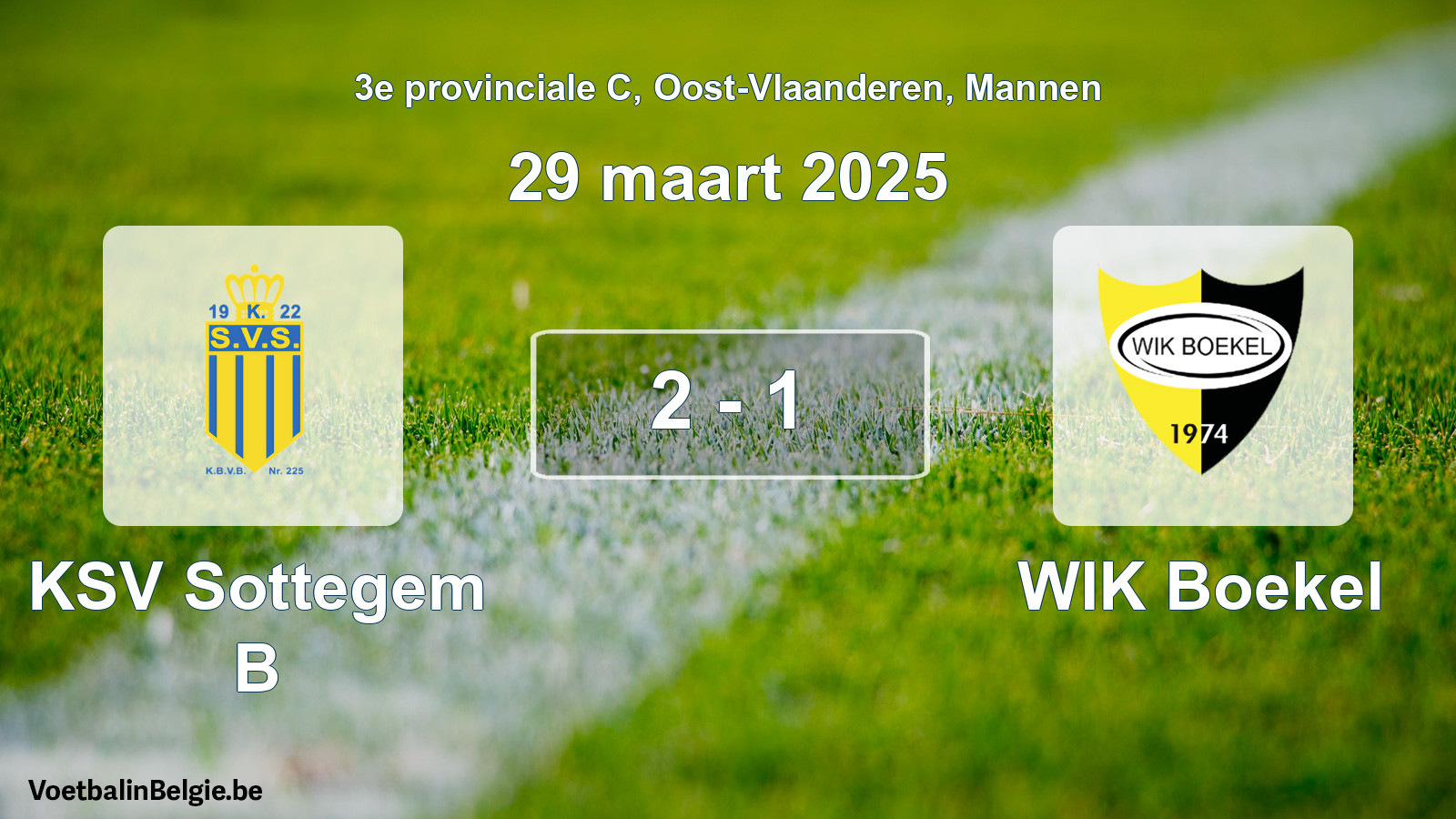 Gespeelde wedstrijd mannenvoetbal: KSV Sottegem B - WIK Boekel 2 - 1 (29 maart 2025)