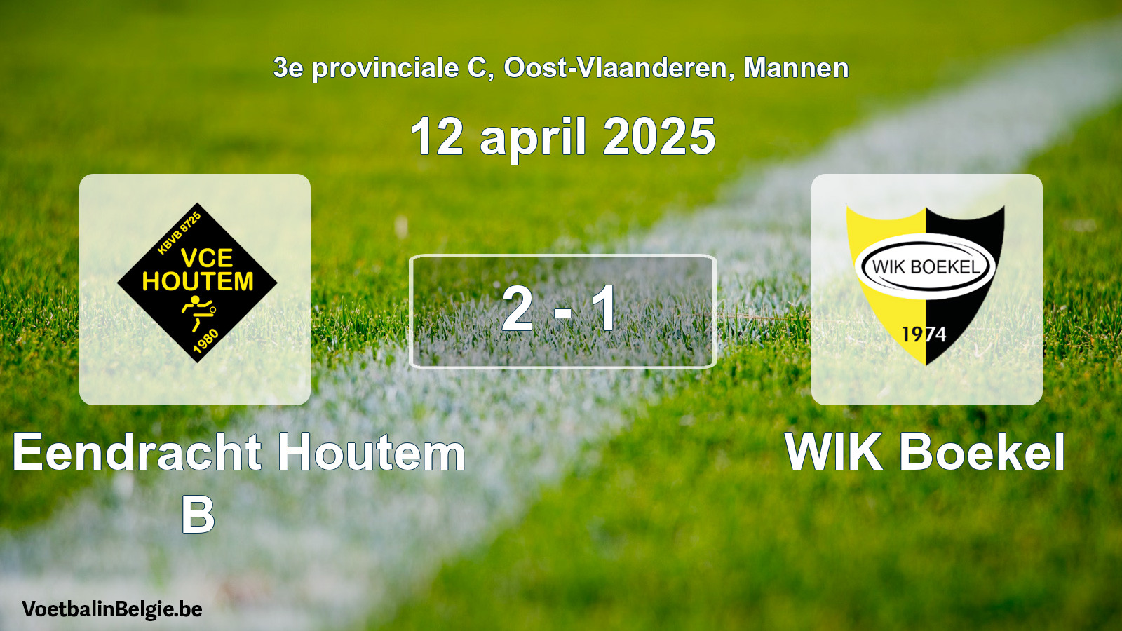 Gespeelde wedstrijd mannenvoetbal: VC Eendracht Houtem B - WIK Boekel 2 - 1 (12 april 2025)