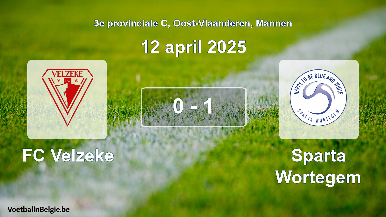 Gespeelde wedstrijd mannenvoetbal: FC Velzeke - Sparta Wortegem 0 - 1 (12 april 2025)