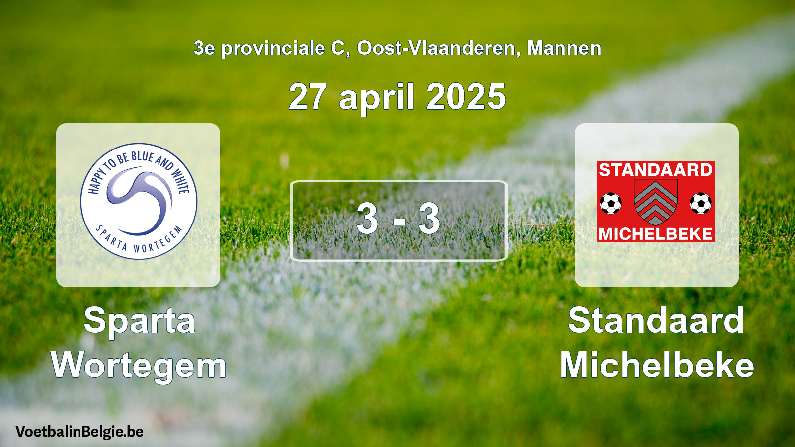 Gespieltes Spiel männer-Fußball: Sparta Wortegem - Standaard Michelbeke 3 - 3 (27 April 2025)