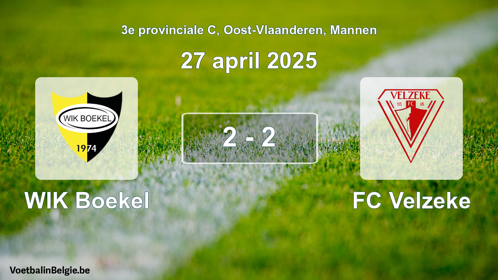 Gespeelde wedstrijd mannenvoetbal: WIK Boekel - FC Velzeke 2 - 2 (27 april 2025)