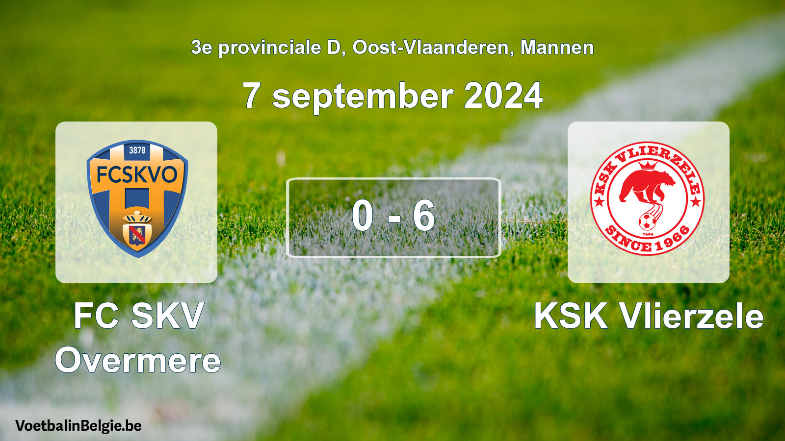 Gespeelde wedstrijd mannenvoetbal: FC SKV Overmere - KSK Vlierzele 0 - 6 (7 september 2024)