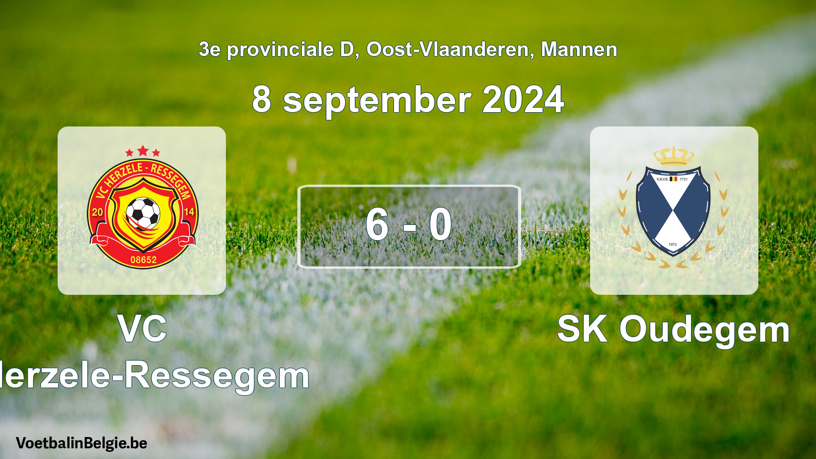Gespeelde wedstrijd mannenvoetbal: VC Herzele-Ressegem - SK Oudegem 6 - 0 (8 september 2024)