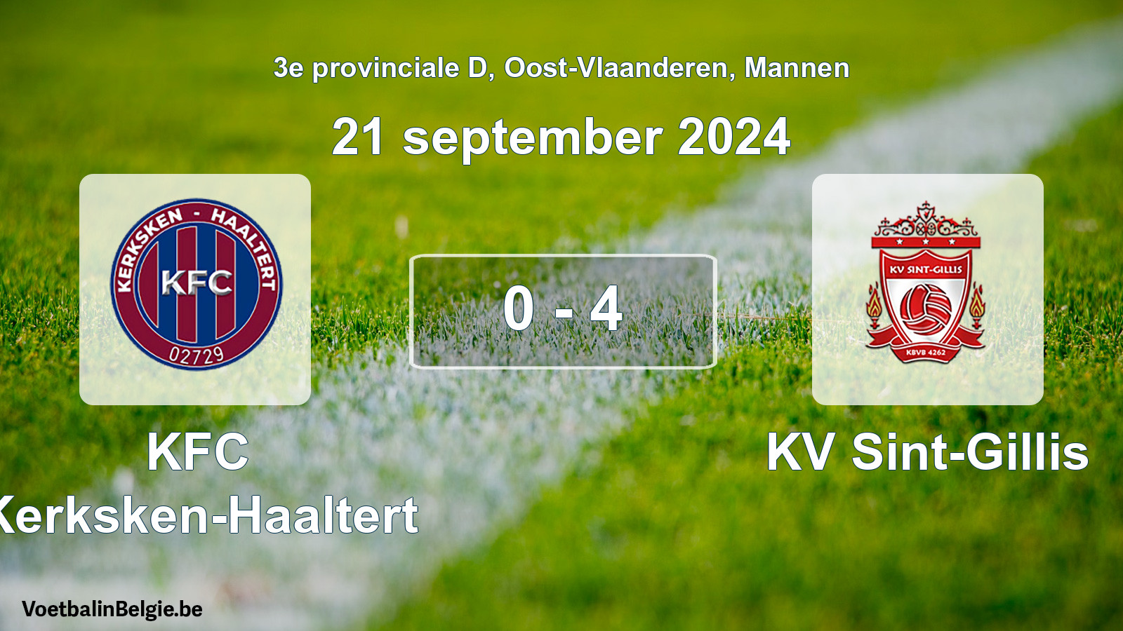 Gespeelde wedstrijd mannenvoetbal: KFC Kerksken-Haaltert - KV Sint-Gillis 0 - 4 (21 september 2024)
