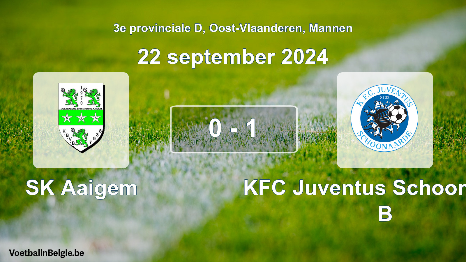 Gespeelde wedstrijd mannenvoetbal: SK Aaigem - KFC Juventus Schoonaarde B 0 - 1 (22 september 2024)