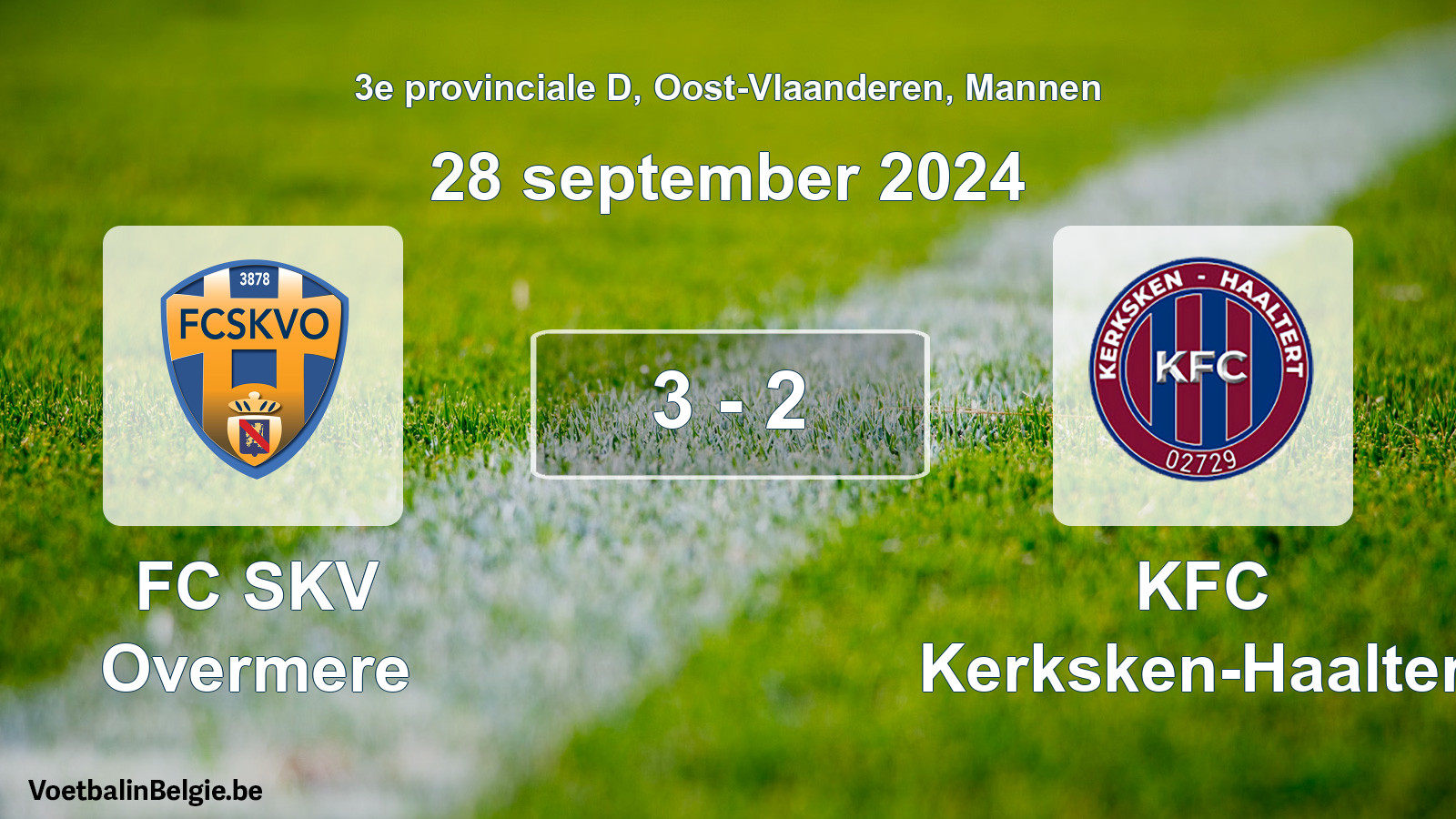 Gespeelde wedstrijd mannenvoetbal: FC SKV Overmere - KFC Kerksken-Haaltert 3 - 2 (28 september 2024)