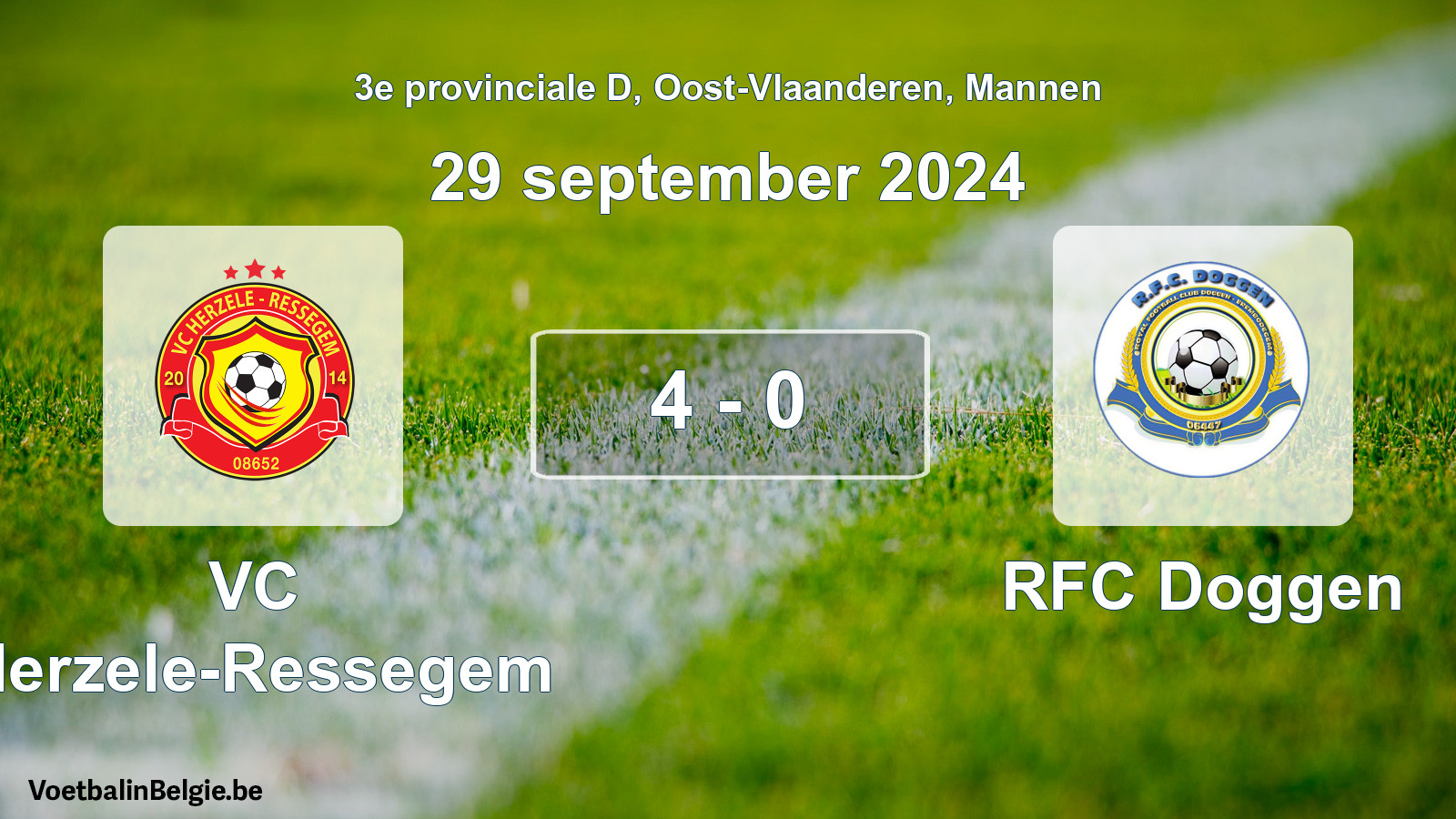 Gespeelde wedstrijd mannenvoetbal: VC Herzele-Ressegem - RFC Doggen 4 - 0 (29 september 2024)