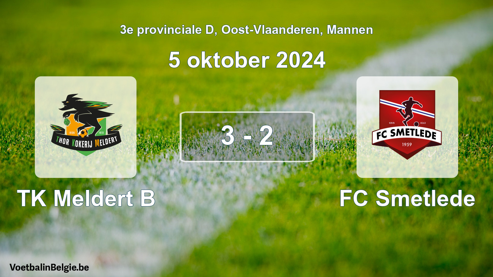 Gespeelde wedstrijd mannenvoetbal: TK Meldert B - FC Smetlede 3 - 2 (5 oktober 2024)