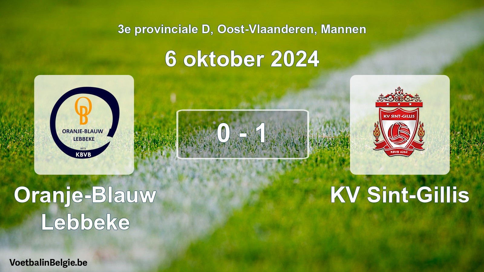 Gespeelde wedstrijd mannenvoetbal: Oranje-Blauw Lebbeke - KV Sint-Gillis 0 - 1 (6 oktober 2024)