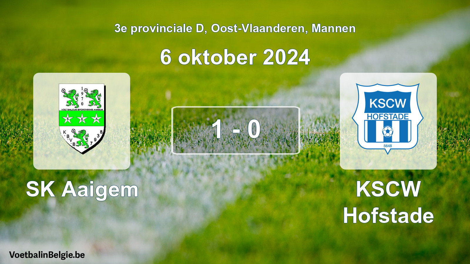 Gespeelde wedstrijd mannenvoetbal: SK Aaigem - KSCW Hofstade 1 - 0 (6 oktober 2024)