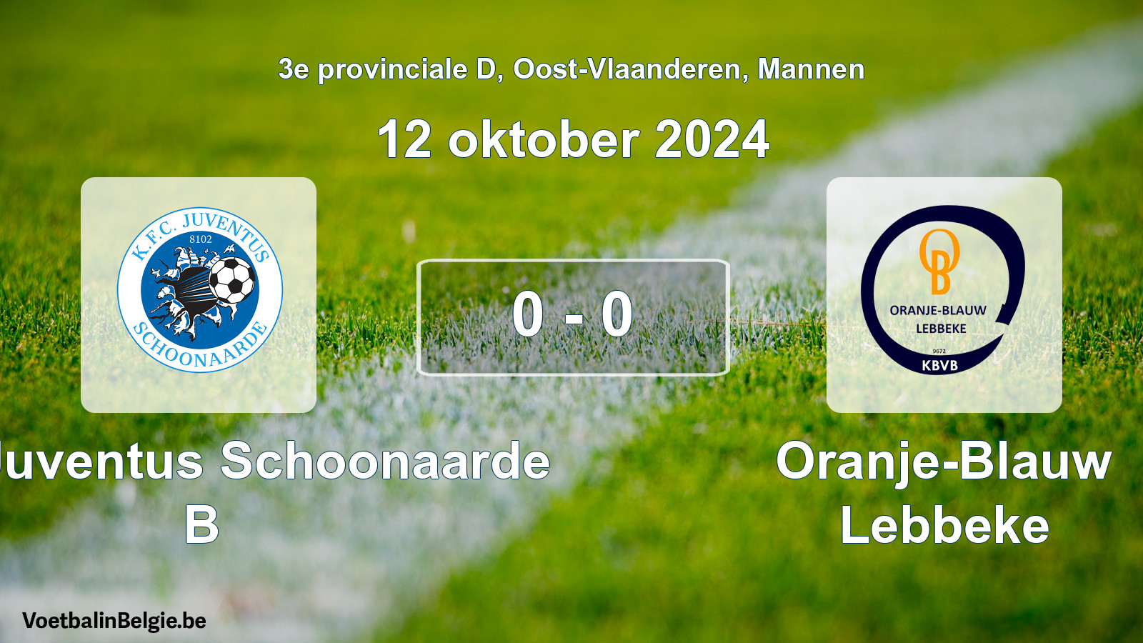 Gespeelde wedstrijd mannenvoetbal: KFC Juventus Schoonaarde B - Oranje-Blauw Lebbeke 0 - 0 (12 oktober 2024)