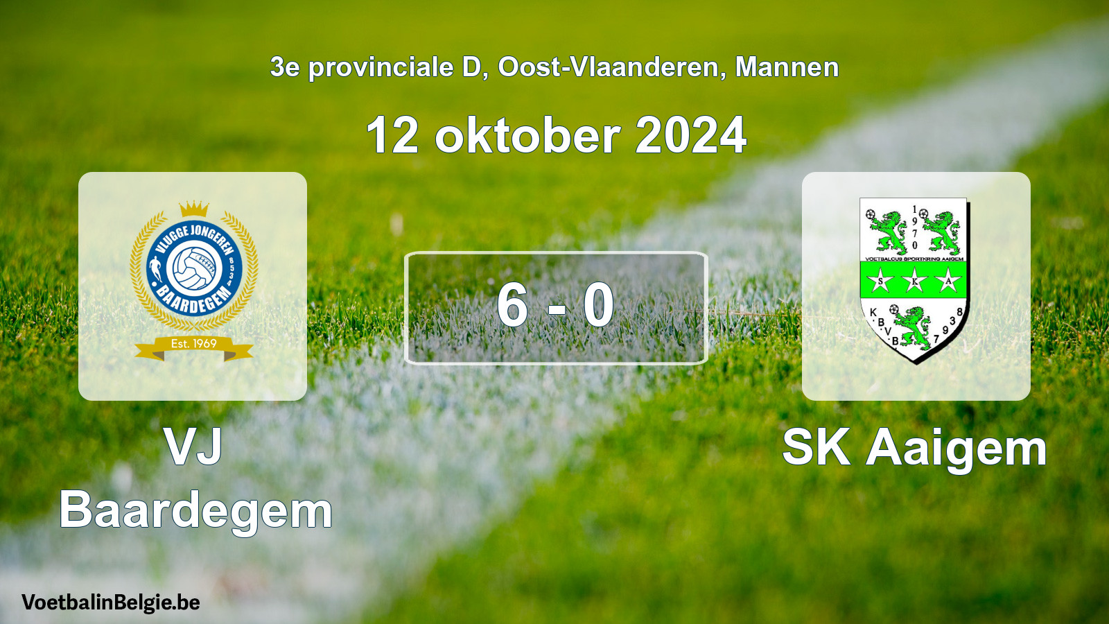 Gespeelde wedstrijd mannenvoetbal: VJ Baardegem - SK Aaigem 6 - 0 (12 oktober 2024)